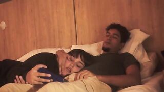 A lazy but deep blowjob session in bed with an intense finish
