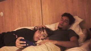 A lazy but deep blowjob session in bed with an intense finish