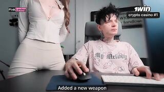 A girl rubs her pussy on the table and calls her lover