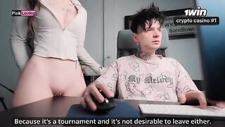 A girl rubs her pussy on the table and calls her lover