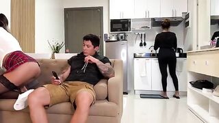 The girl came to her stepfather, he did not notice it