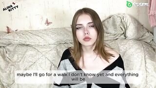 An almost naked girl is hard to fuck because she's too shy