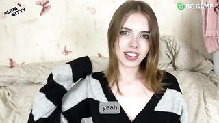 An almost naked girl is hard to fuck because she's too shy