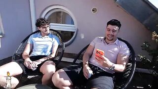 Guys, don't be shy — Mira Love will have time to give everyone a blowjob