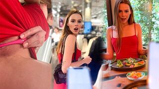 A girl almost got caught while pleasuring herself in public