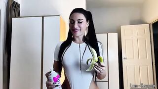 A sexy brunette gets her mouth filled with cum in this steamy scene