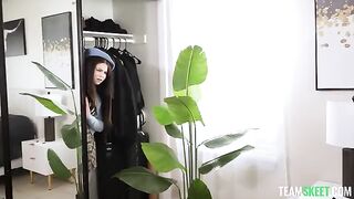 A pretty girl is getting wet and asking not to stop