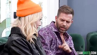 I sat a tattooed blonde down on my cock, and she moaned really loud