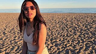 An empty beach isn't the best place for intimate moments, but this 18 y.o. Latina disagrees