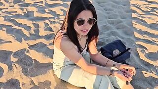 An empty beach isn't the best place for intimate moments, but this 18 y.o. Latina disagrees