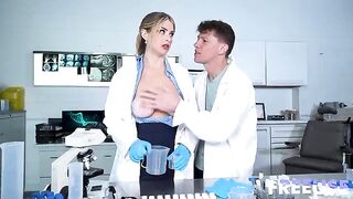 Submissive bitch in doggystyle position for rough sex with a huge dick