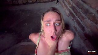 A guy shot his wad right on the pretty face of a hot slut