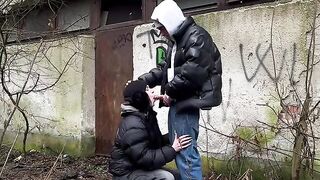 The girl was fucked outdoors by a stranger, showcasing passionate and risky encounters