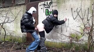 The girl was fucked outdoors by a stranger, showcasing passionate and risky encounters