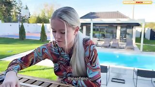 A hot blond girl is having fun with someone in the car, it’s much hotter than in a hotel room