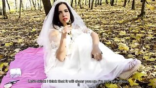 A white dress can be removed, but the cock is left in place