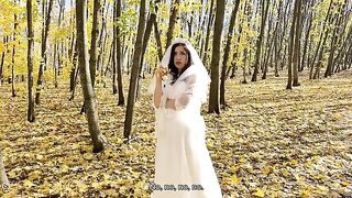 A white dress can be removed, but the cock is left in place
