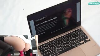 A hot office secretary gets fucked on the table and cum is shot on her heels