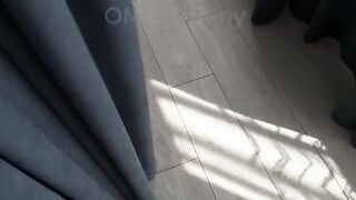 A cutie is rolling on a bedspread like a storm, getting fucked