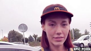 A cute worker got fucked hard by a huge cock in public