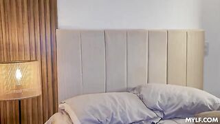 A blonde forgot about her shame and began to jump on him