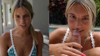 My lips slide on the cock, and I go crazy in the pool