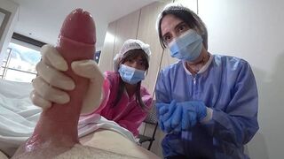 Two sexy nurses examine the member at any cost