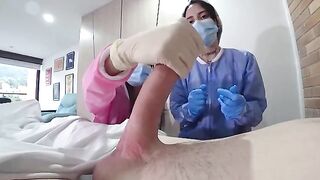 Two sexy nurses examine the member at any cost