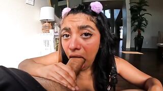 The cutie UwU makes three guys cum in her mouth and on her face