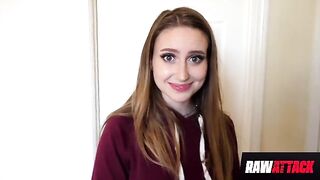 Playful Laney Grey fucks a huge dick in all holes, showcasing her petite frame and natural 34B curves