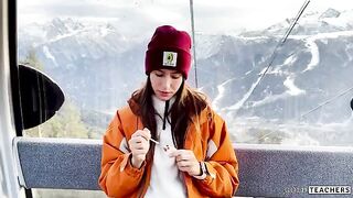 A blowjob in the mountain cableway, a risky but hot encounter!