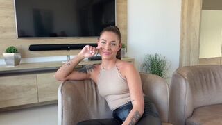 Young girl attends a porn casting, gets fucked by two guys and squirts