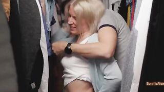 Spontaneous sex in the dressing room with a real couple