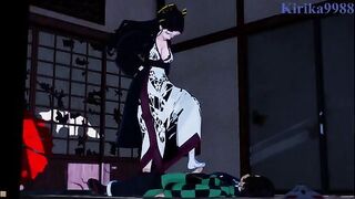 Daki, the demon from Kimetsu no Yaiba, gets fucked deep by Tanjiro in a Japanese room