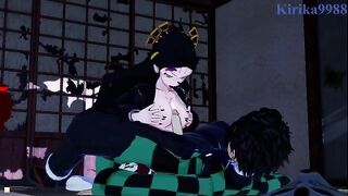 Daki, the demon from Kimetsu no Yaiba, gets fucked deep by Tanjiro in a Japanese room