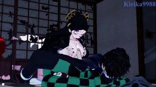 Daki, the demon from Kimetsu no Yaiba, gets fucked deep by Tanjiro in a Japanese room