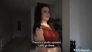 Cute girl Eliss gets fucked in a studio for cash