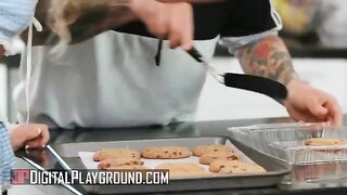 Petite Khloe Kapri bakes in sexy bootie-revealing apron